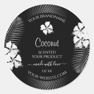 Adesivo Black and White Product Labels Hawaiian Flowers