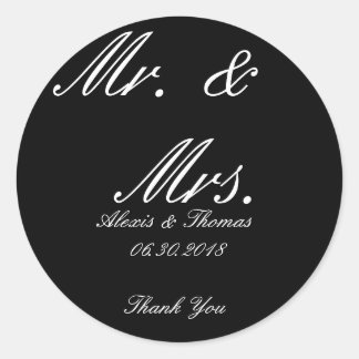 Adesivo Black and White Round Sr. & Sra. Wedding Stickers