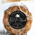Adesivo Black Bat Mitzvah Letra Prata Floral Aquarela<br><div class="desc">Sinta-se orgulhoso, alegre e celebre esse marco da sua Bat Mitzvah favorita sempre que usar esse adesivo sofisticado e personalizado! Um floral em aquarela branco e brilho de prata falso, uma escrita à mão em folha de prata falsa e a Estrela de Davi, assim como uma tipografia sans serif branca...</div>