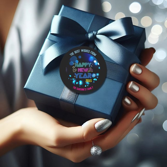 Adesivo Black & Blue Midnight Sparkle Neon Glow New Year  (Criador carregado)