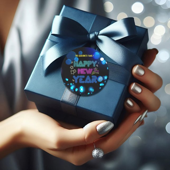 Adesivo Black & Blue Midnight Sparkle Neon Glow New Year  (Criador carregado)
