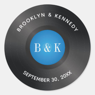 Adesivo Black Blue Rock N Roll Monograma Nome Vinil Record