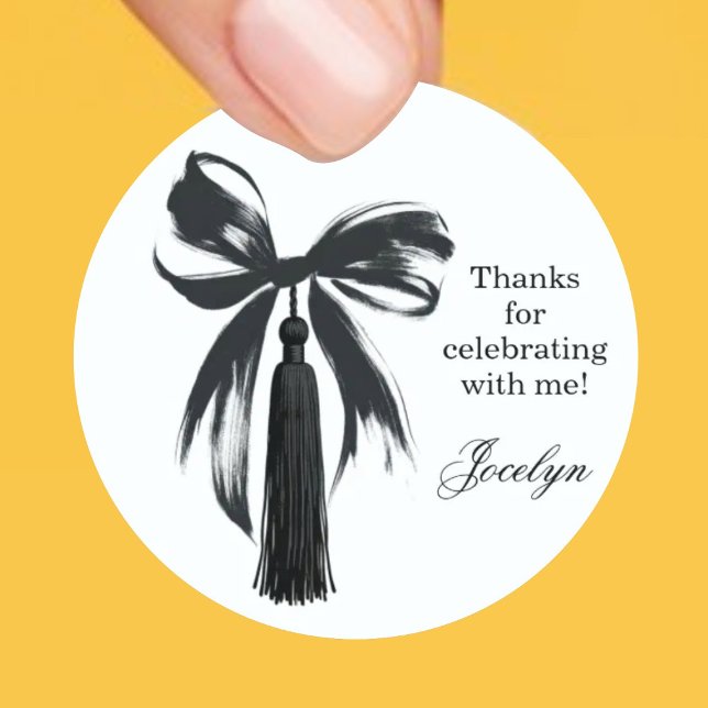Adesivo Black Bow Coquette Graduation Party Favor Sticker (Criador carregado)