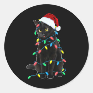 Adesivo Black Cat Árvore Natal Luzes Diversão Papais noeis