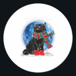 Adesivo Black Cat Christmas Light Moon Blue Hol<br><div class="desc">Black Cat Christmas Light Moon Blue Hol</div>