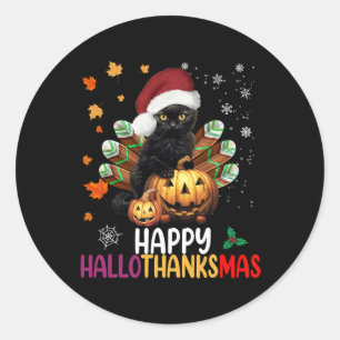 Adesivo Black Cat Halloween Happy Hallothanksmas Feliz Chr