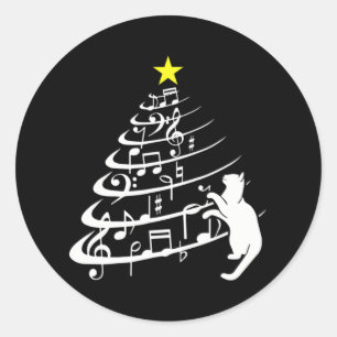 Adesivo Black Cat Music Nota Musical de Natal Felicioso
