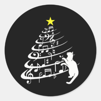 Adesivo Black Cat Music Nota Musical de Natal Felicioso