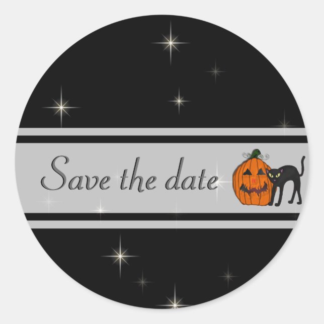 Adesivo Black Cat Save the Date Stickers (Frente)