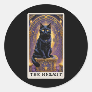 Adesivo Black Cat Tarot Card The Hermit Halloween Childles