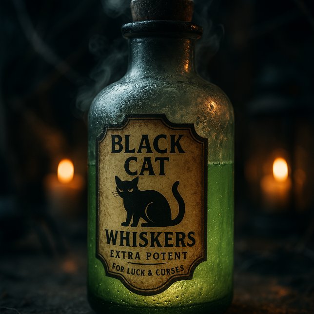 Adesivo Black Cat Whiskers - Halloween Apothecary Label (Criador carregado)