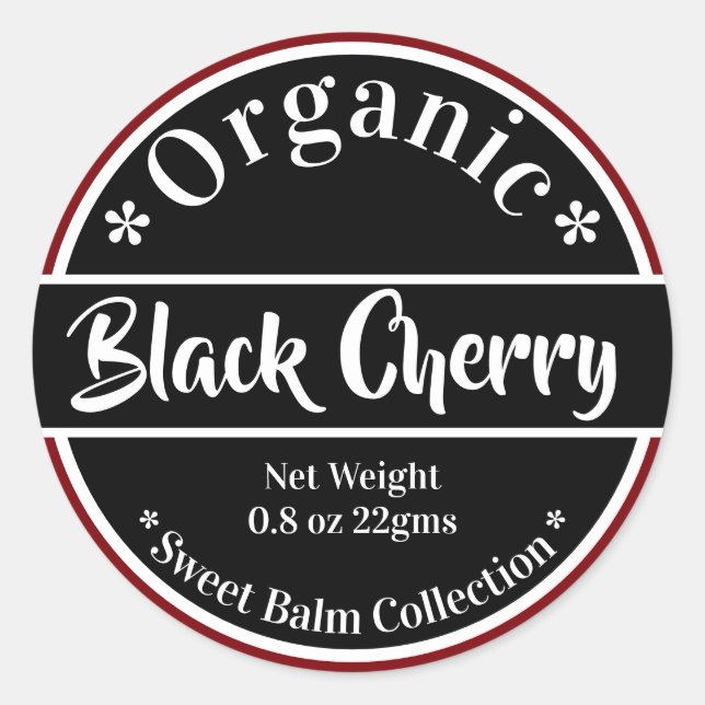 Adesivo Black Cherry Labels DIY Lip Gloss Bath Body Gifs (Frente)