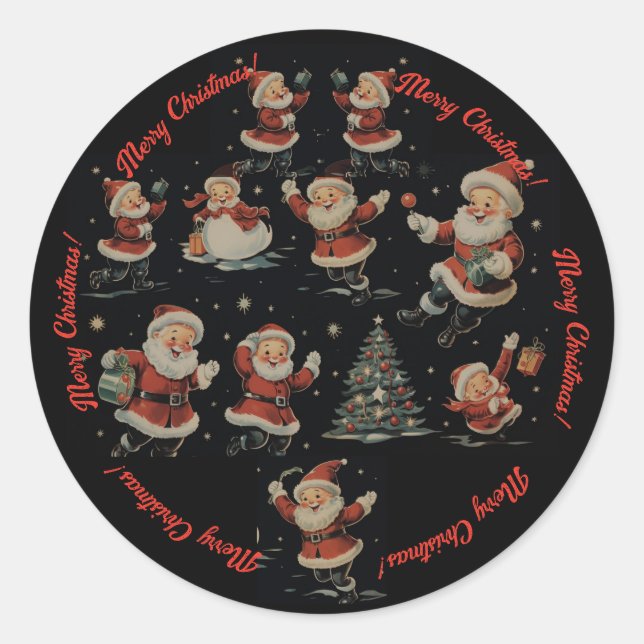 Adesivo Black Christmas Santa Snowman vintage pattern  (Frente)