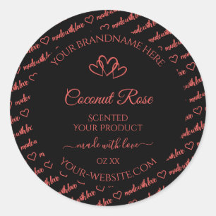 Adesivo Black Coral Red Word Cloud Product Labels Hearts