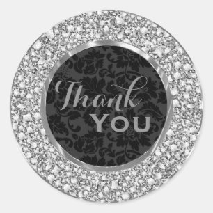 Adesivo Black Damasco Espontando Diamantes Brilhantes