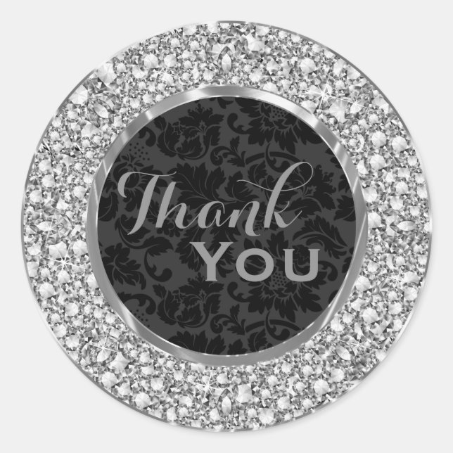 Adesivo Black Damasco Espontando Diamantes Brilhantes (Frente)