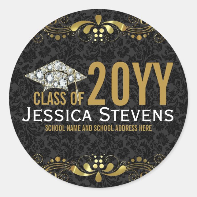 Adesivo Black Damask Faux Dourado Lace & Diamantes Formand (Frente)