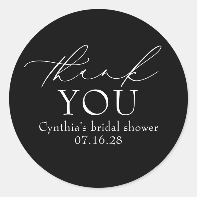 Adesivo Black Delicate Elegant Script Modern Thank You  (Frente)