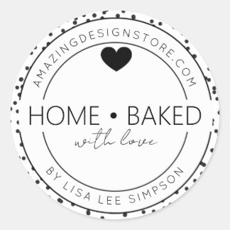 Adesivo Black dots Home baked With Love Heart 