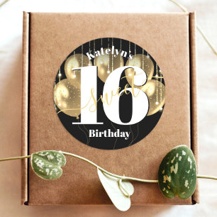 Adesivo Black Dourado Girly Luxury Doce 16 Balões de Aniv