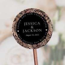 Black e Rose Gold Obrigado Casamento
