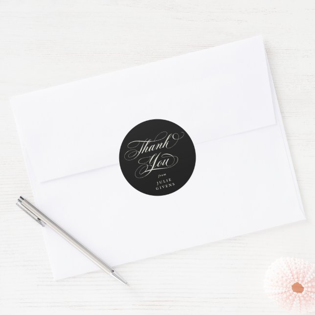 Adesivo Black Elegante Script Graduação Obrigado (Envelope)