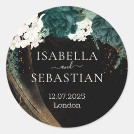 Adesivo Black Emerald Green Rose Floral Wedding