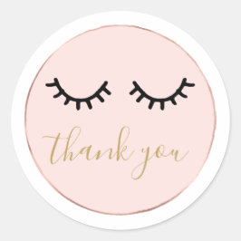 Adesivo Black Eyelashes Rosa cor-de-rosa Dourada Obrigado