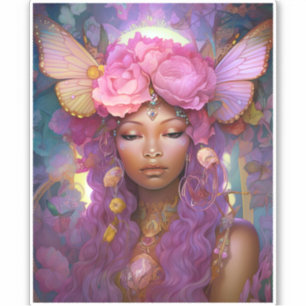 Adesivo Black Fairy Queen Pink Purple Fantasy Art