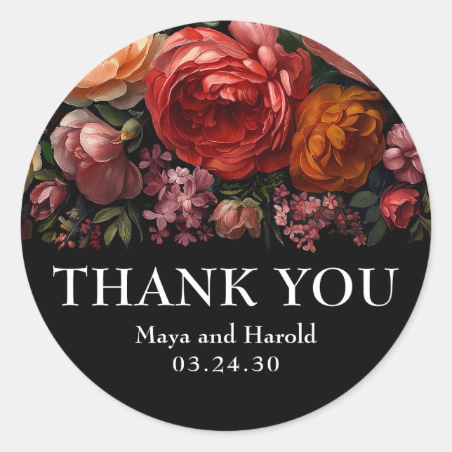 Adesivo Black Floral Botanical Moody Dutch Obrigado (Frente)