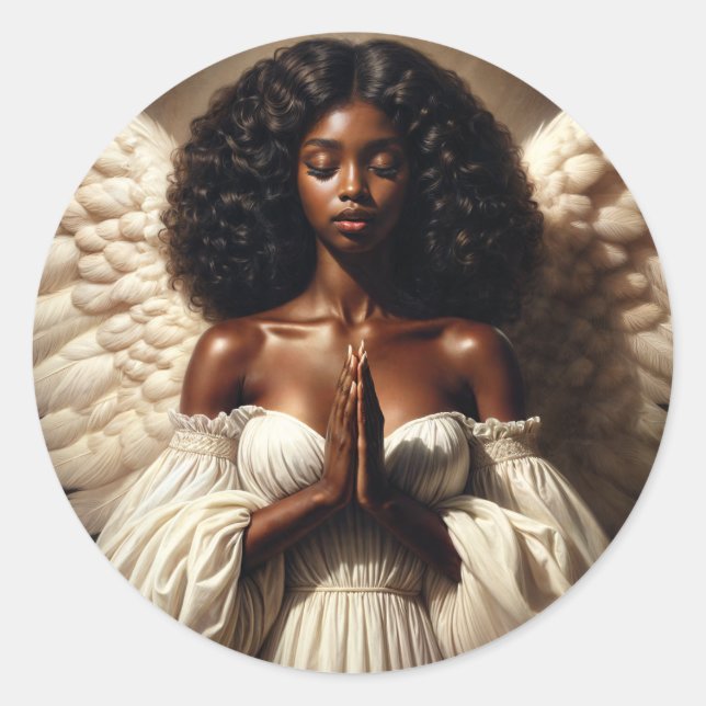 Adesivo Black Girl Angel Praying Magnet (Frente)
