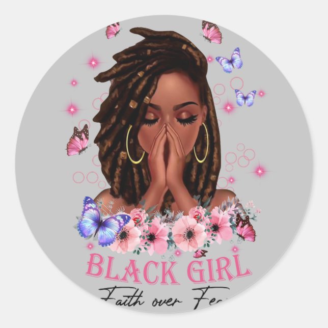 Adesivo Black Girl Faith sobre o medo (Frente)