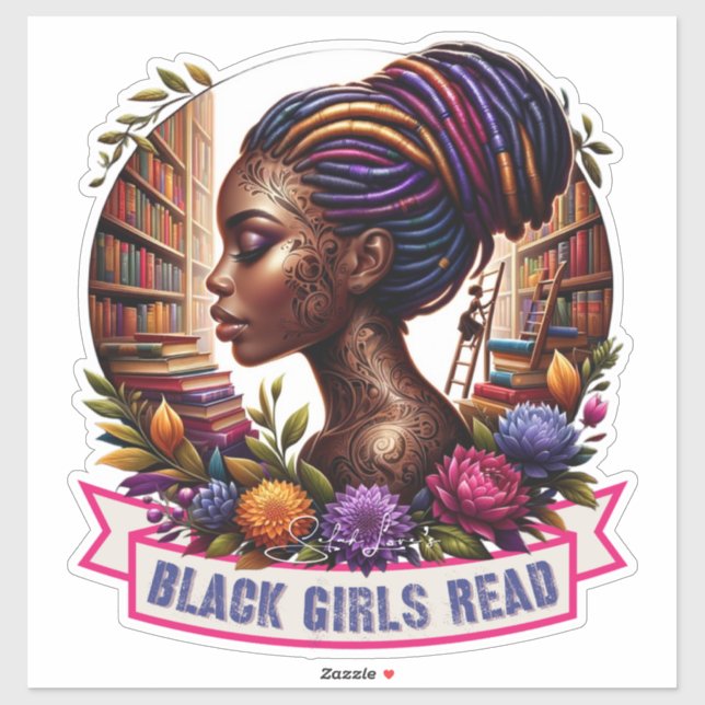 Adesivo Black Girls Read | Folha adesiva de corte de 14x14 (Folha)