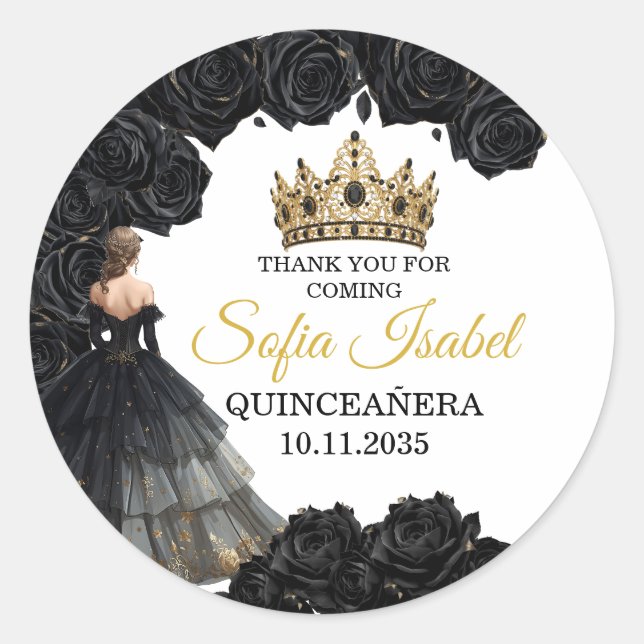 Adesivo Black Gold Quinceañera Custom Sticker (Frente)