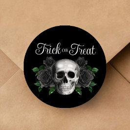 Adesivo Black Gothic Floral Skull Trick Or Treat Halloween