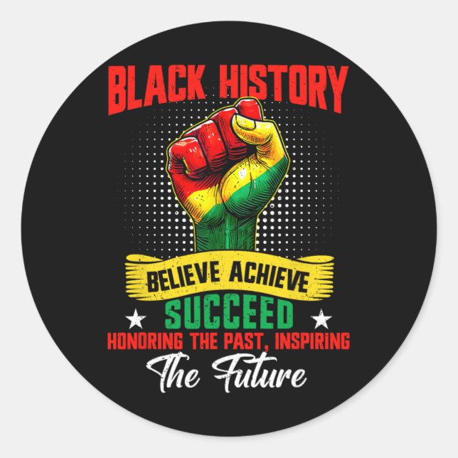 Adesivo Black History Month Believe Achieve Succeed Melani (Frente)