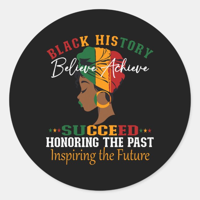 Adesivo Black History Month Believe Achieve Succeed Melani (Frente)