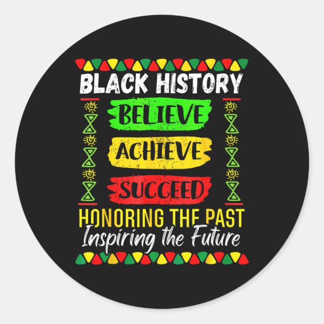 Adesivo Black History Month Believe Achieve Succeed Melani (Frente)