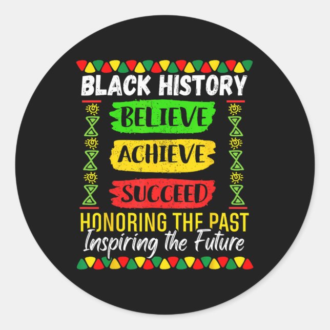 Adesivo Black History Month Believe Achieve Succeed Melani (Frente)