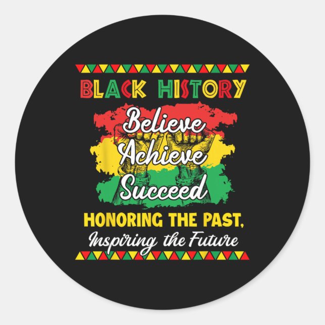 Adesivo Black History Month Believe Achieve Succeed Melani (Frente)