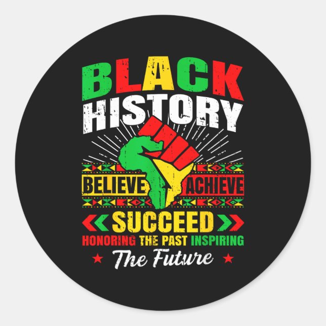 Adesivo Black History Month Believe Achieve Succeed Melani (Frente)
