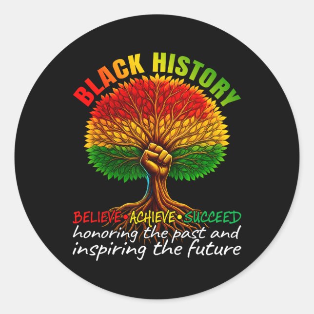 Adesivo Black History Month Believe Achieve Succeed Melani (Frente)