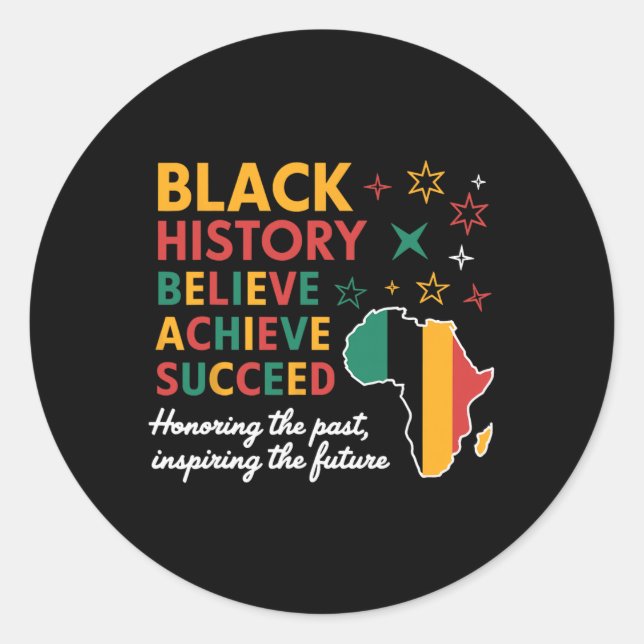Adesivo Black History Month Believe Achieve Succeed Melani (Frente)