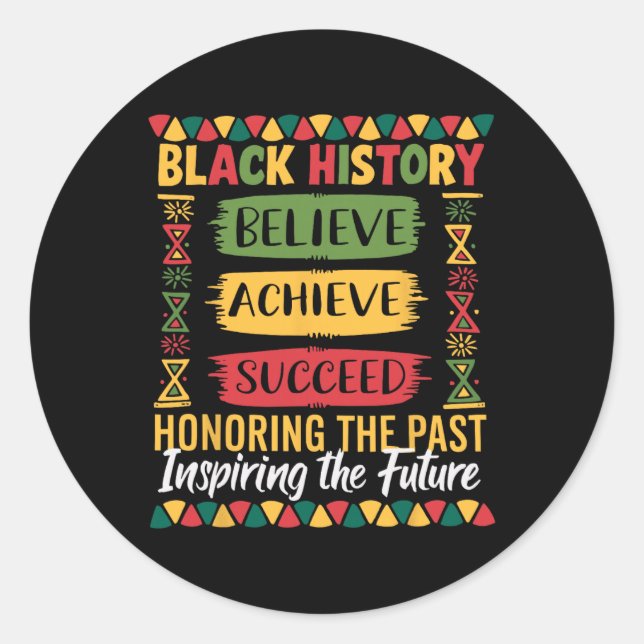 Adesivo Black History Month Believe Achieve Succeed Melani (Frente)