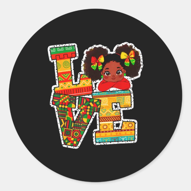 Adesivo Black History Month Love Afro Toddler Girls Americ (Frente)