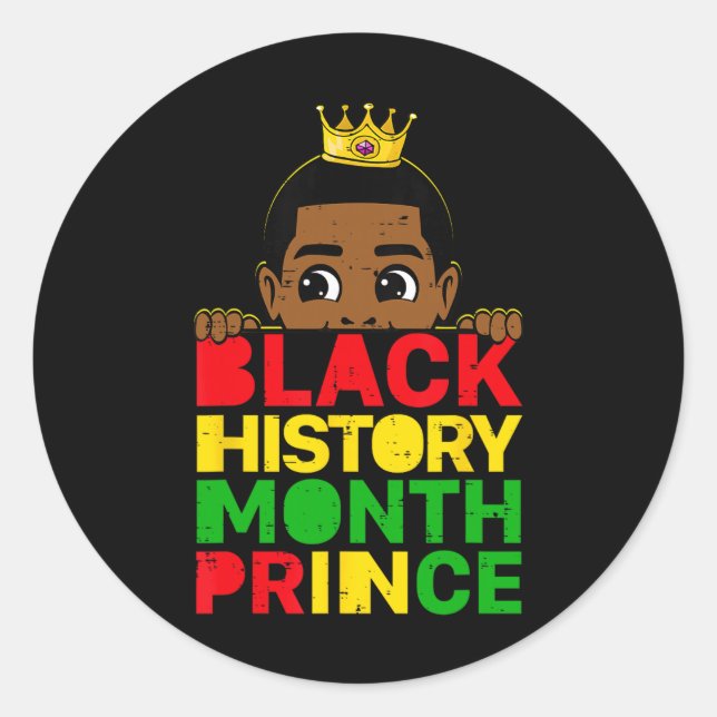 Adesivo Black History Month Prince African Melanin Boy Tod (Frente)