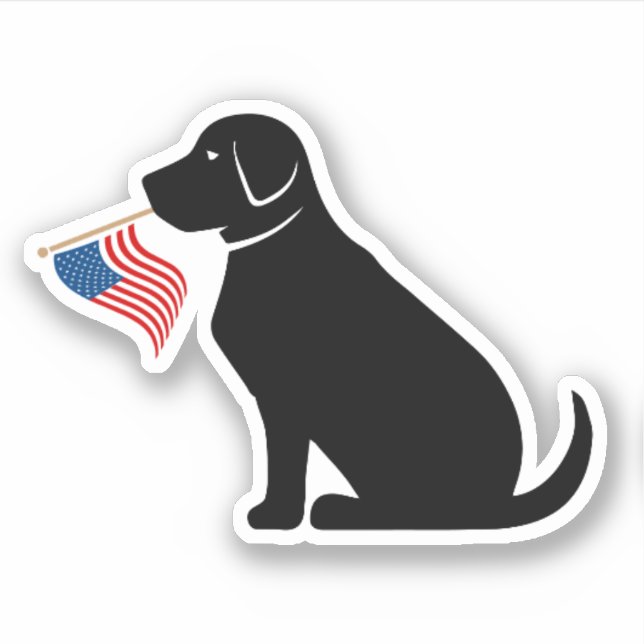 Adesivo Black Lab Dog Silhouket American Flag EUA (Frente)