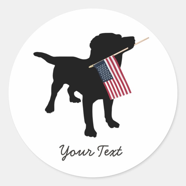 Adesivo Black Lab Dog with USA American Flag, 4 de julho (Frente)
