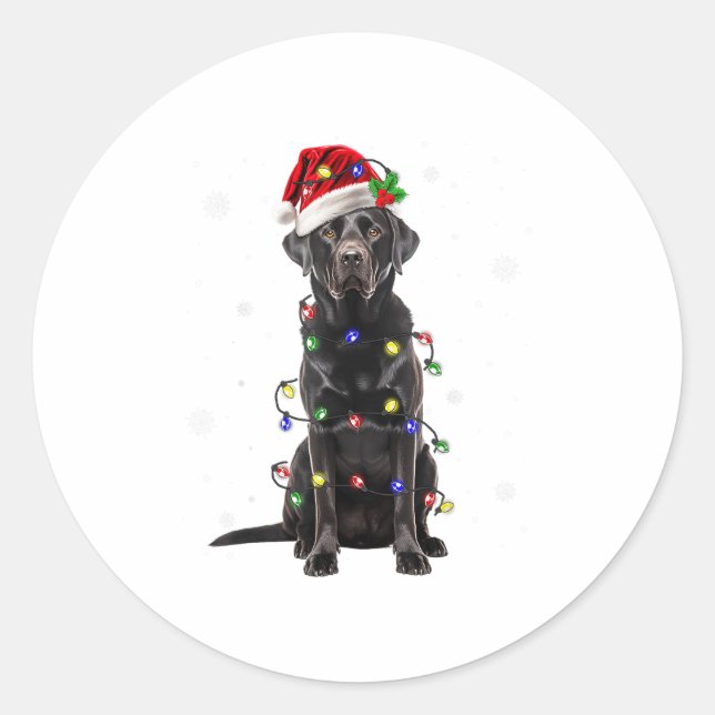 Adesivo Black Lab Labrador Árvore de Natal Light Pajama Do (Frente)