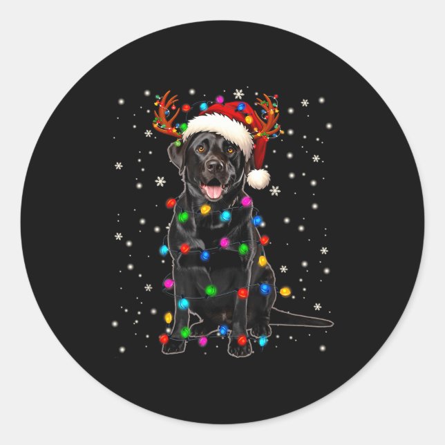 Adesivo Black Lab Labrador Christmas Tree Light Pajama Dog (Frente)